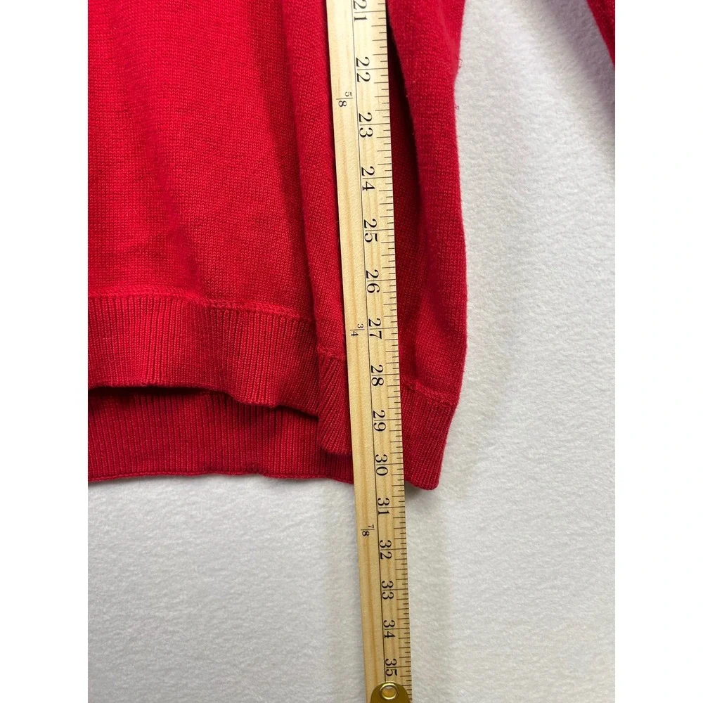 Chaps Red V Neck Cotton Sweater Men's Size M Embroidered‎ Logo Casual Peppy